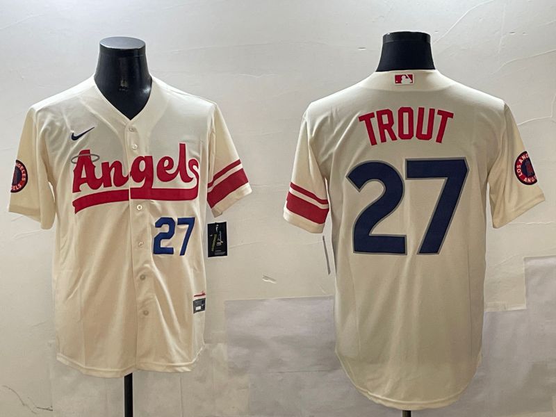 Men Los Angeles Angels #27 Trout Cream City Edition 2025 Nike MLB Jersey style 2